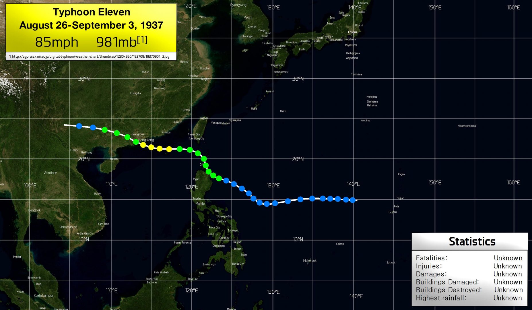 1937 Pacific Typhoon Season Cyclone History
